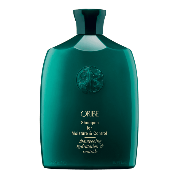Oribe Shampoo for Moisture Control in a dark green bottle
