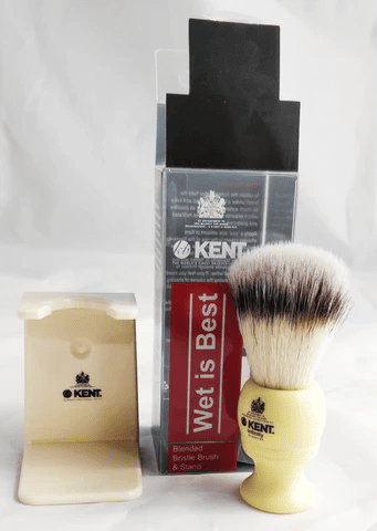 2pc Shaving Set, Blended Bristle Brush & Stand, Acrylic Cream by Kent