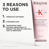 Kérastase Genesis conditioner bottle with text listing reasons to use it on a white background