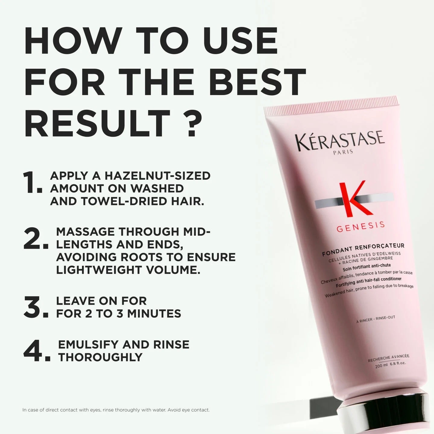 Kérastase hair product with usage instructions on a white background