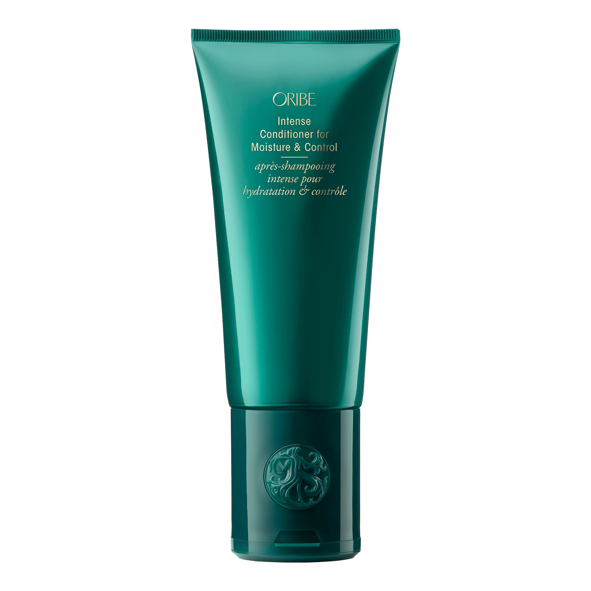 Oribe Conditioner for Moisture Control in a dark green bottle